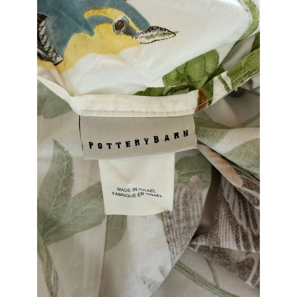 Rare Pottery Barn Vintage Bird Duvet Cover Twin White Ceasarea Sparrow Botanical